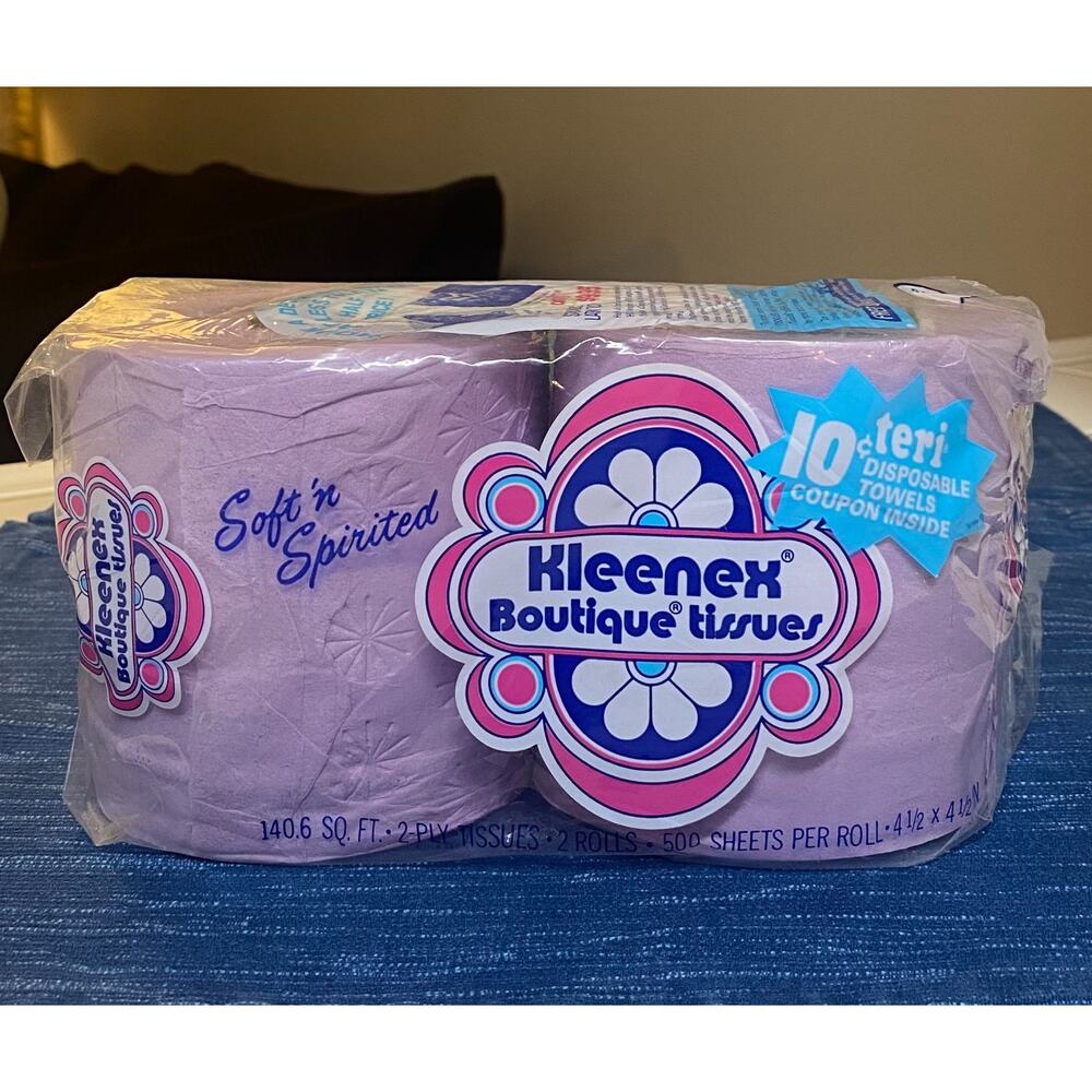 Vtg Purple Toilet Paper Roll Package Kleenex Boutique Tissues Movie TV Prop 1972